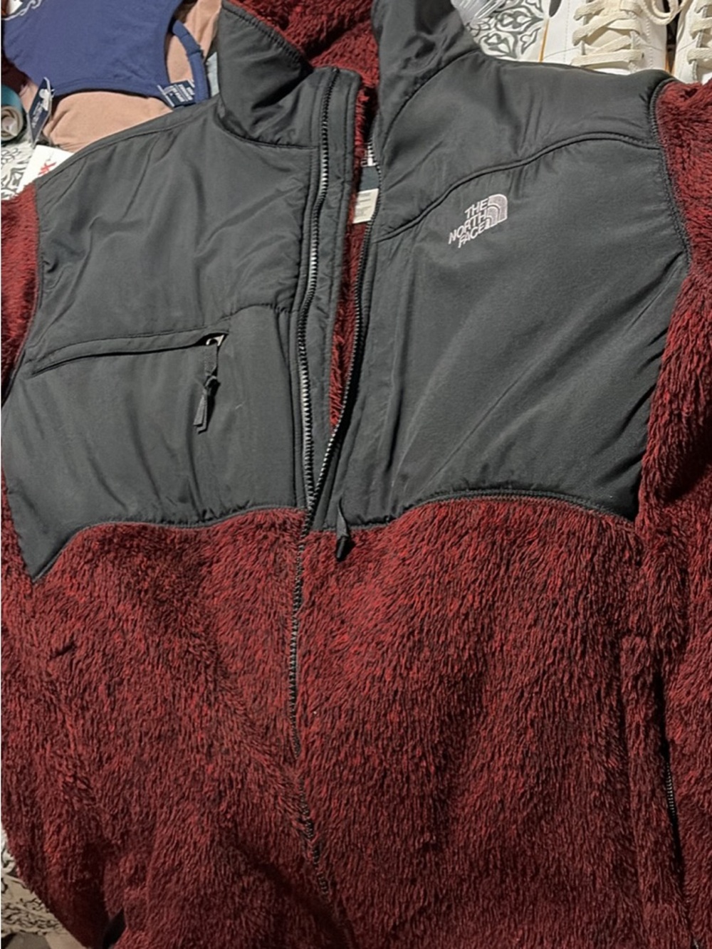 The North Face Women's Burgundy and Black Sherpa Jacket